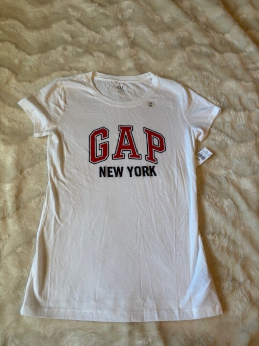 GAP New York White Logo Graphic T-Shirt Cotton Blend Ladies Size XS NWT